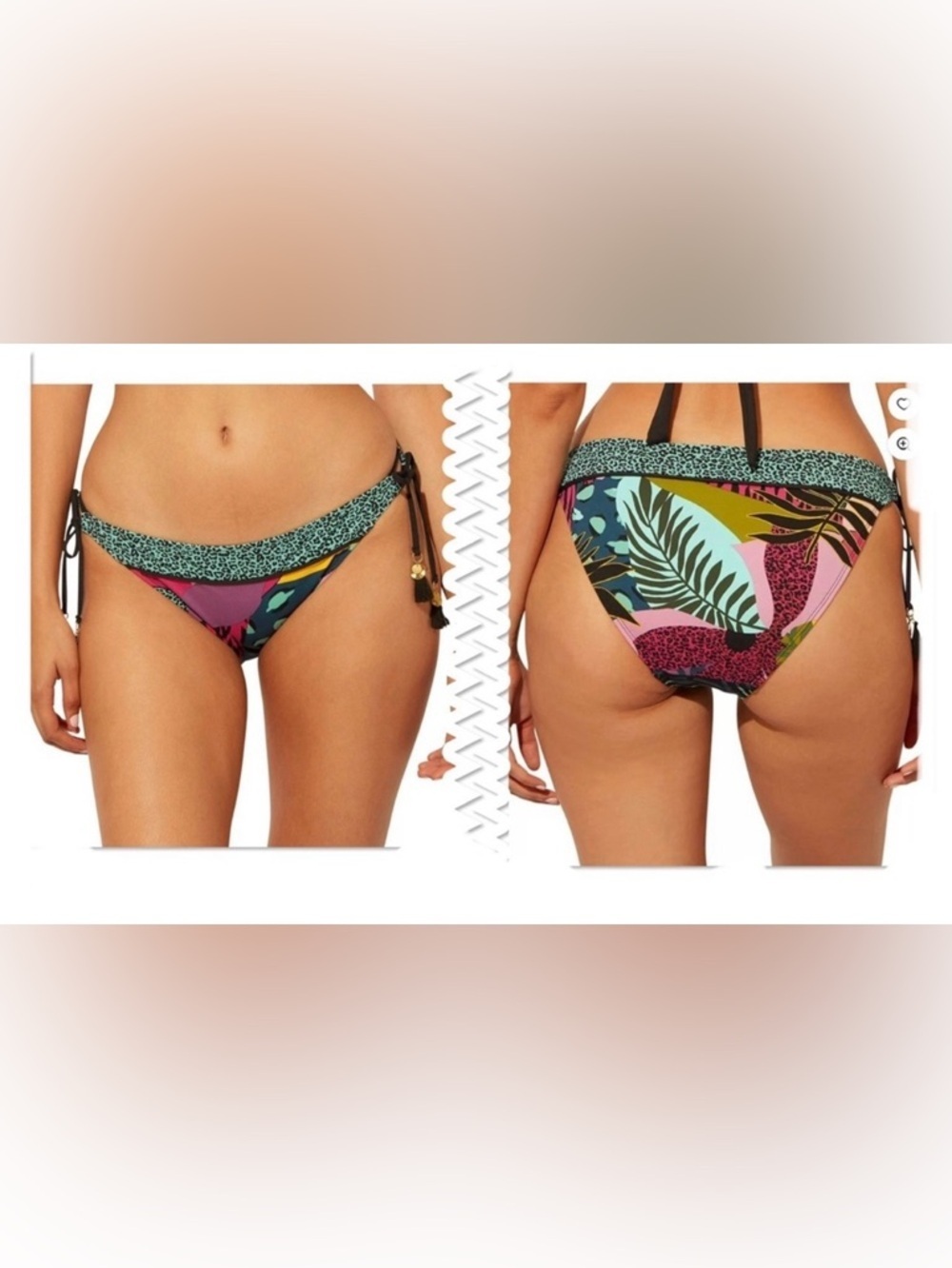 Bleu Rod Beattie Tropical Print Tie-Side Bikini Bottom Size 12